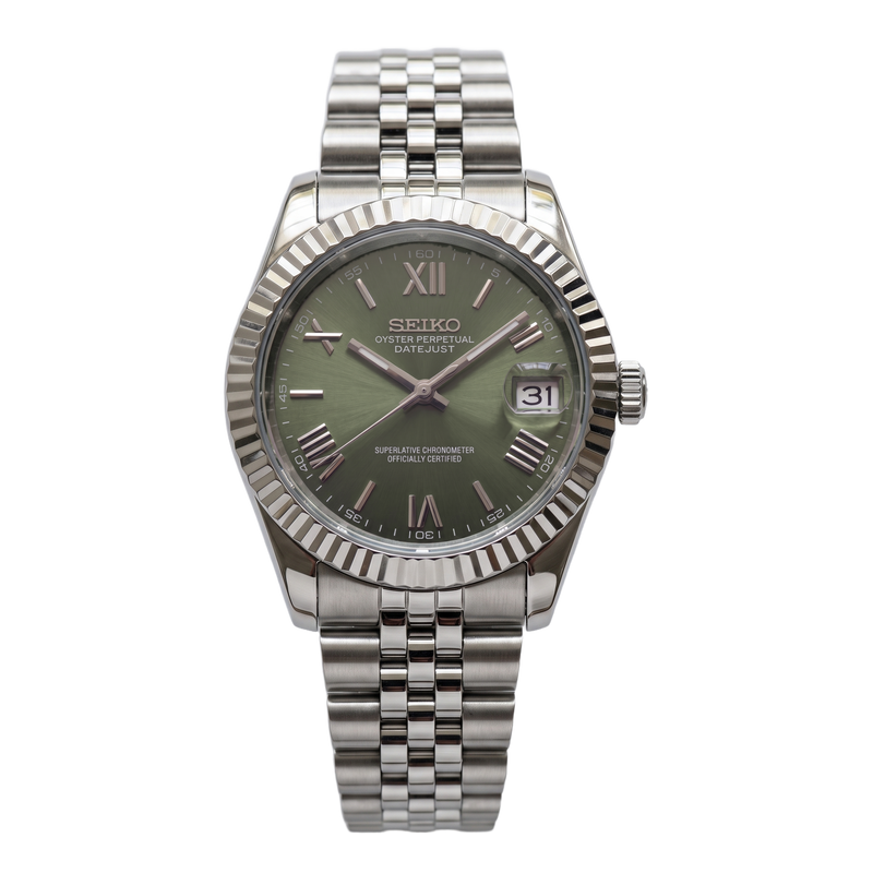 Seiko Mod Datejust – Olive Roman Dial