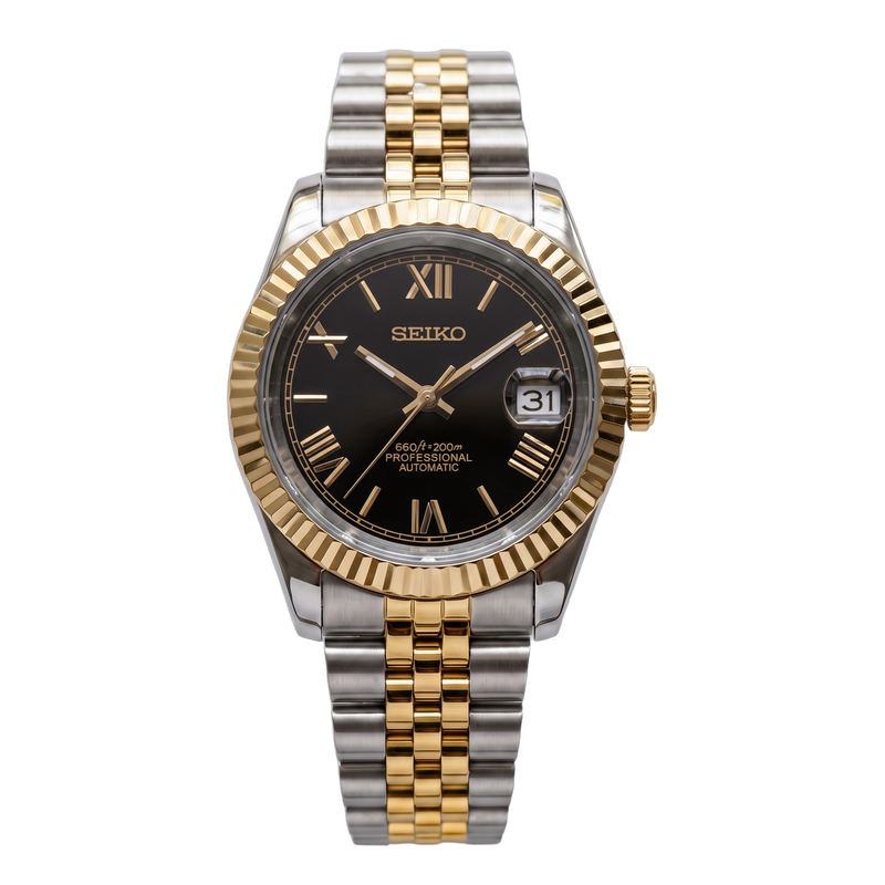 Seiko Mod Datejust – Black Roman Two-Tone