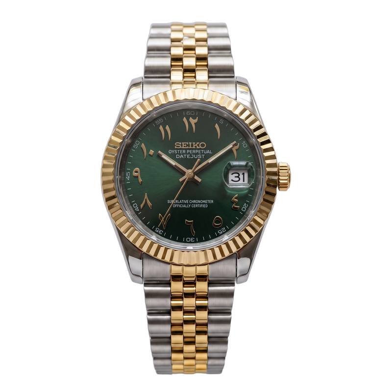 Seiko Mod Datejust – Green Arabic Dial (Two-Tone Gold)