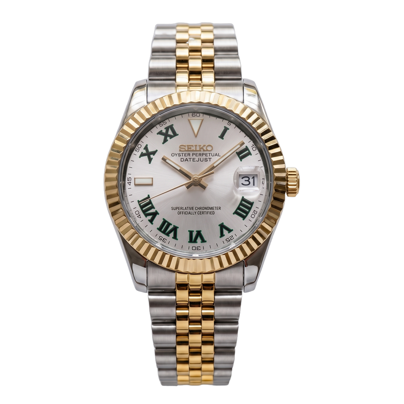 Seiko Mod Datejust – Two-Tone Wimbledon White Dial