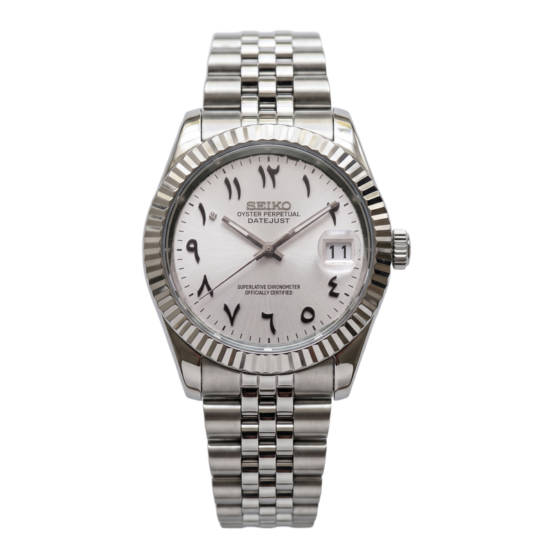Seiko Mod Datejust – Cadran arabe blanc