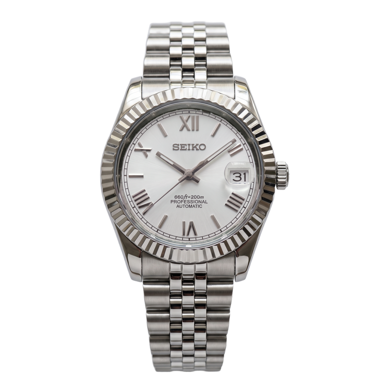 Seiko Mod Datejust – White Roman Dial