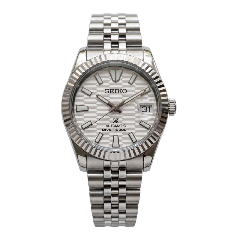 Seiko Mod Datejust – White Textured Dial