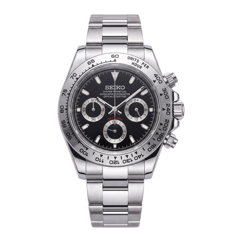 Seiko Mod Daytona – Silver Black