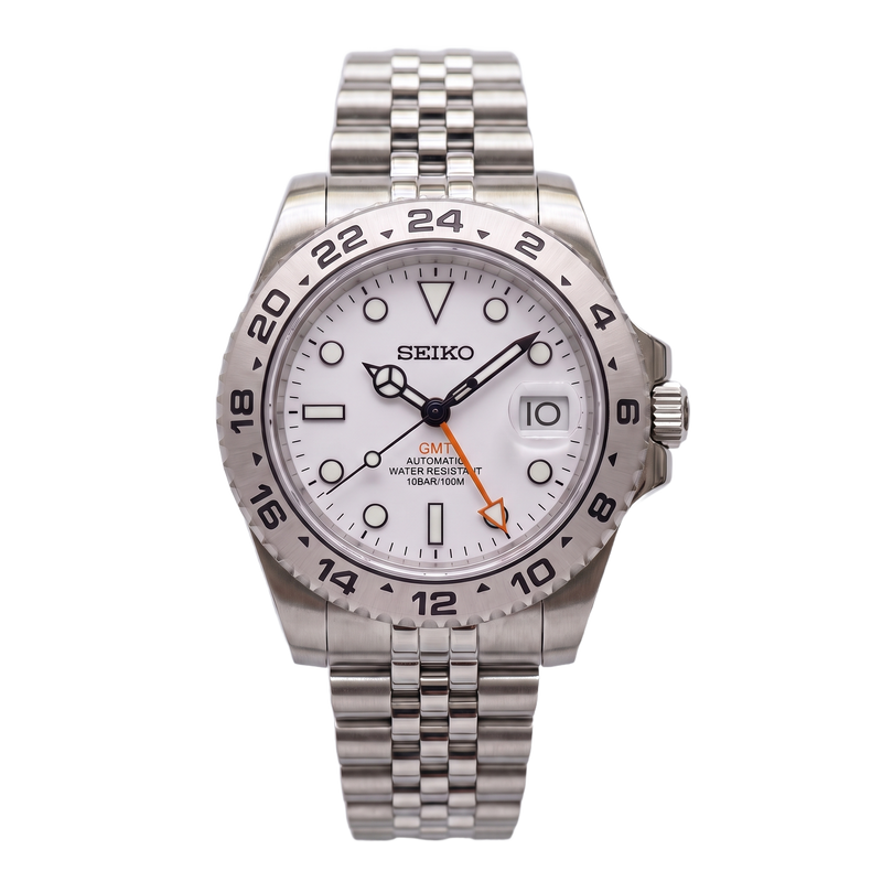 Seiko Mod GMT – Explorer II Bright Silver