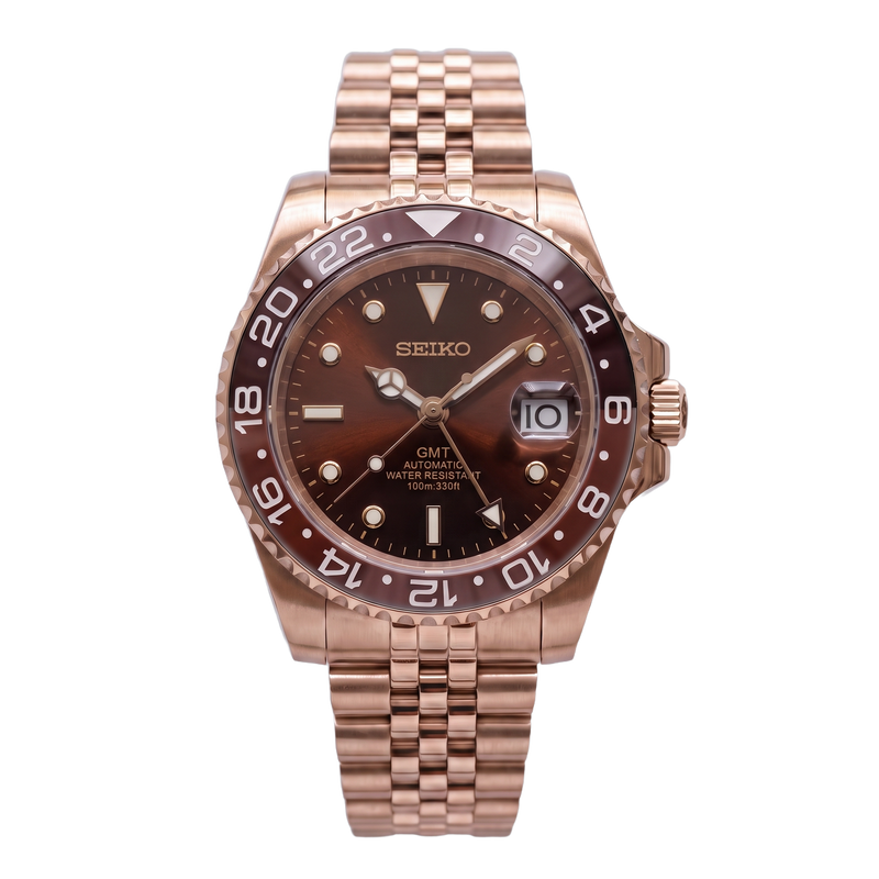Seiko Mod GMT – Rose Gold Brown Dial