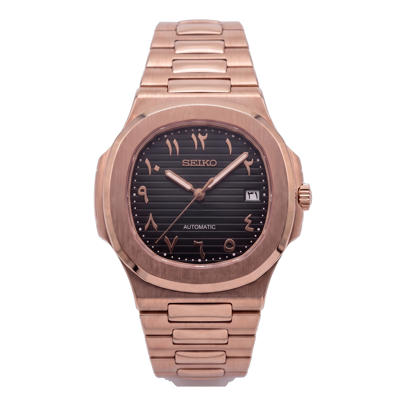 Seiko Mod Nautilus – Black Rose Gold Arabic