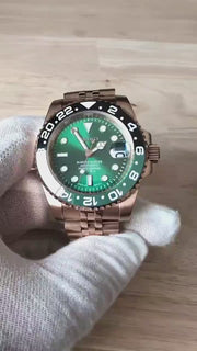 Seiko Mod Submariner 24H – Green Sprite Rose Gold product video