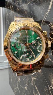 Seiko Mod Daytona - Gold Green actual product view 5