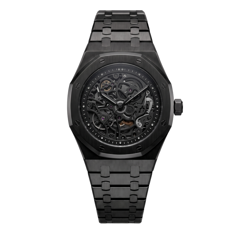 Seiko Mod Royal Oak – Full Black Skeleton Dial