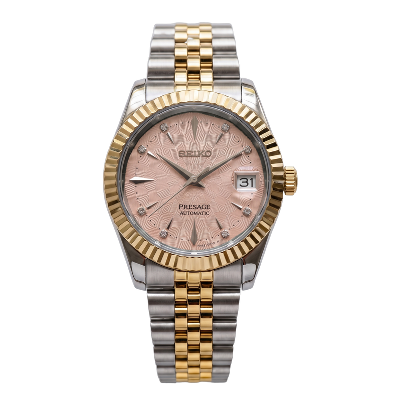 Seiko Mod Presage – Rose Quartz Glow Two-Tone Gold