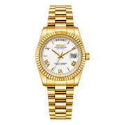 Seiko Mod Day-Date – Full Gold White Roman Dial studio product view