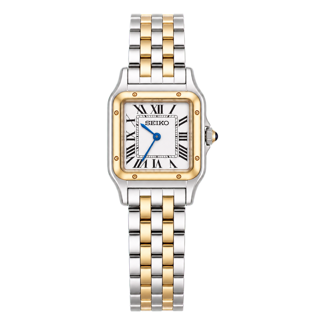 Seiko Mod Ladies Santos - Two-Tone Gold & White studio product view