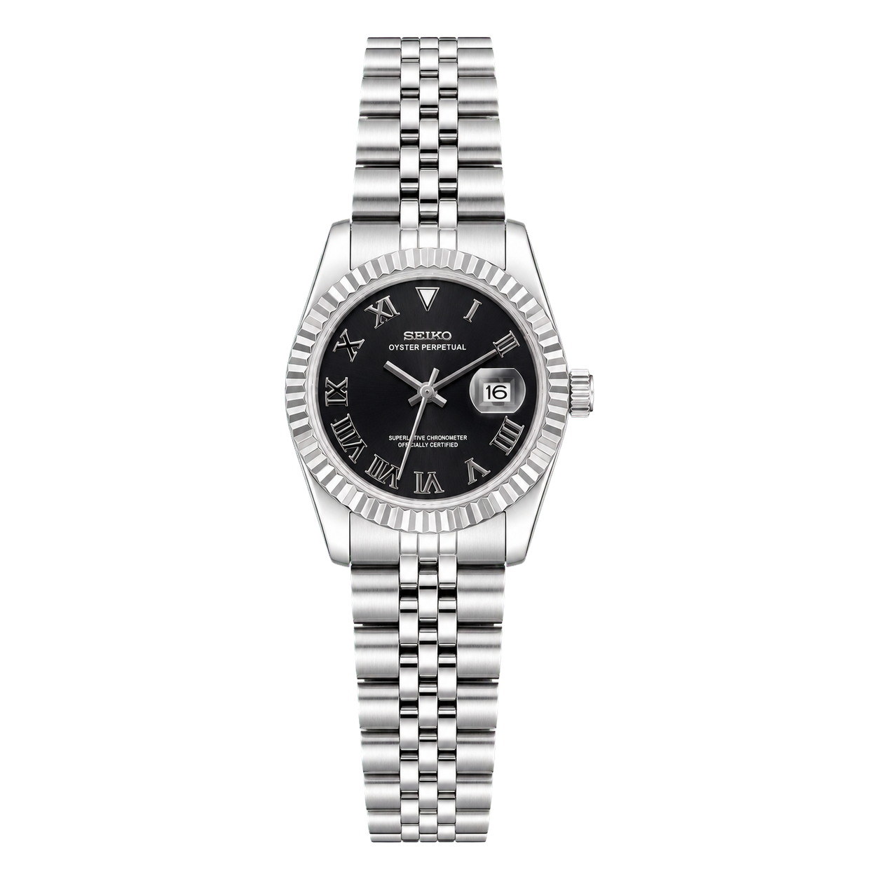Seiko Mod Ladyjust - Black Roman Dial studio product view