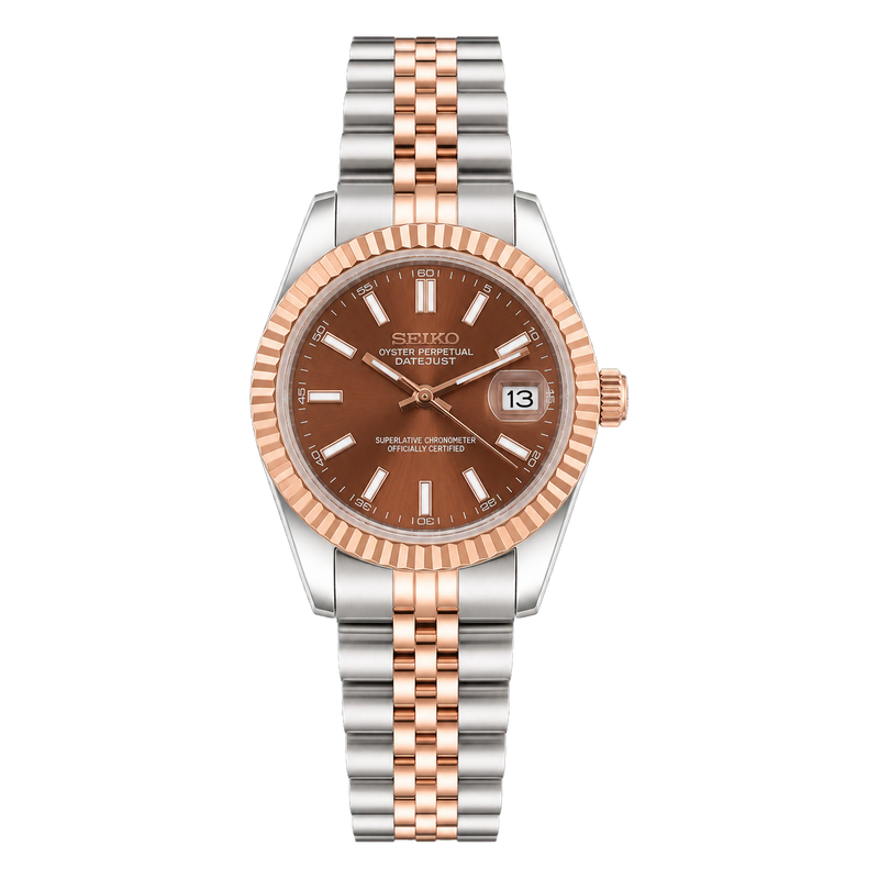 Seiko Mod Ladyjust - Rose Chocolate Baton Dial studio product view