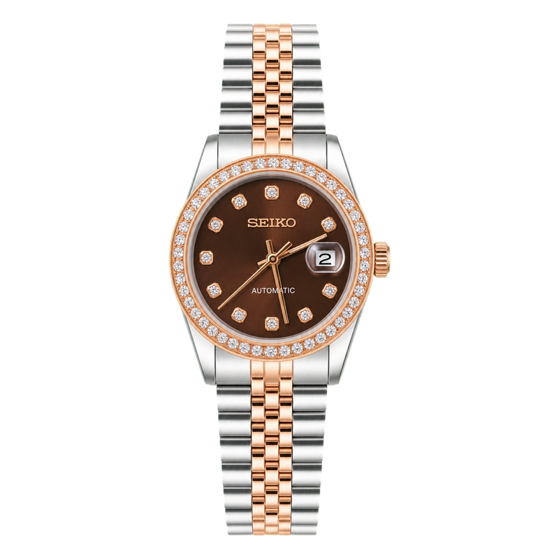 Seiko Mod Ladyjust - Rose Chocolate Diamond Bezel studio product view