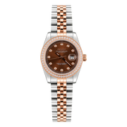 Seiko Mod Ladyjust - Rose Gold Chocolate Diamond Bezel studio product view