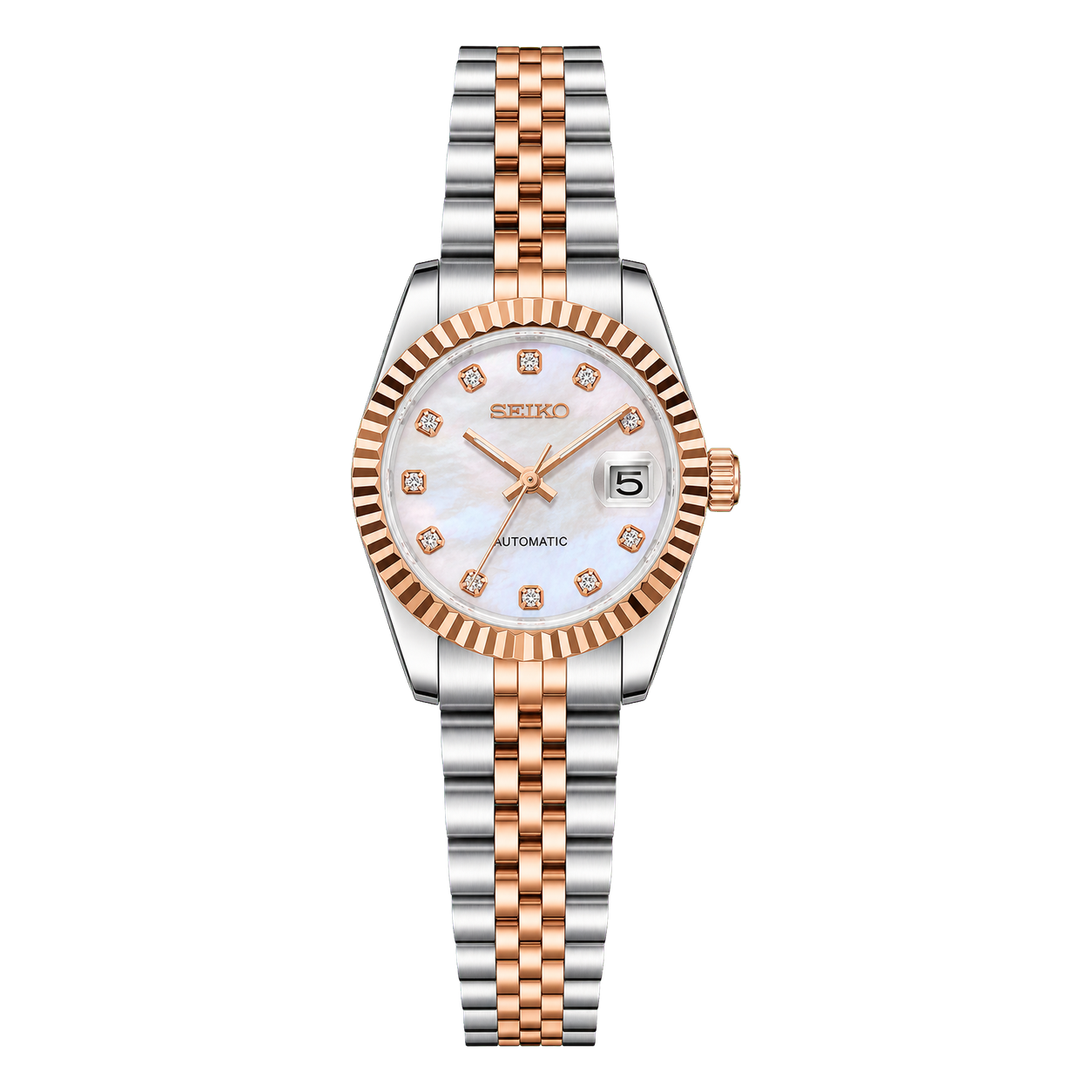 Seiko Mod Ladyjust - Rose Gold Pearl Diamond studio product view