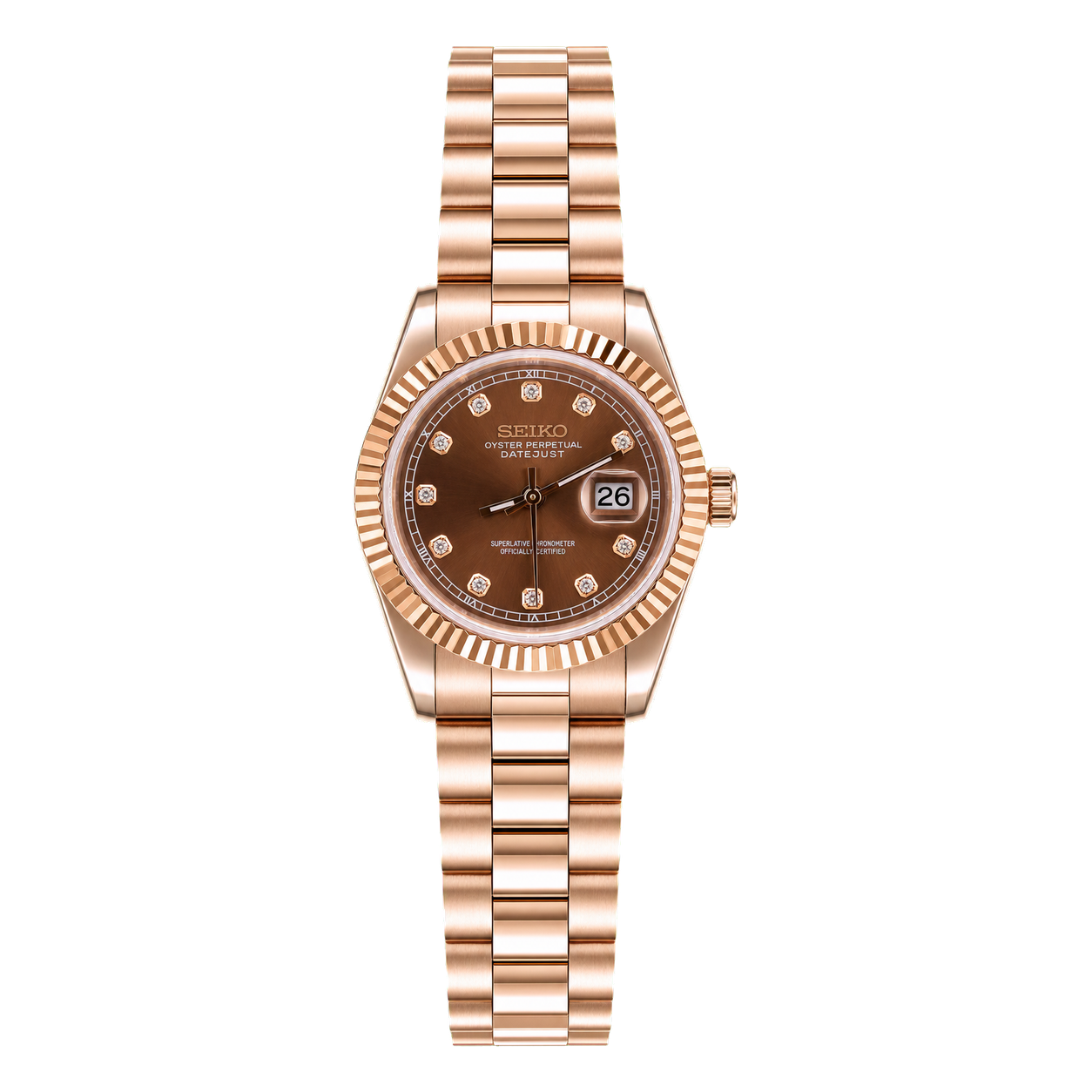 Seiko Mod Ladyjust - Two-Tone Cocoa Diamond studio product view