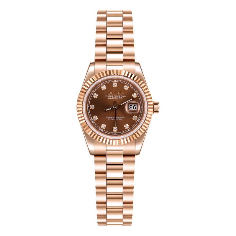 Seiko Mod Ladyjust - Two-Tone Cocoa Diamond studio product view