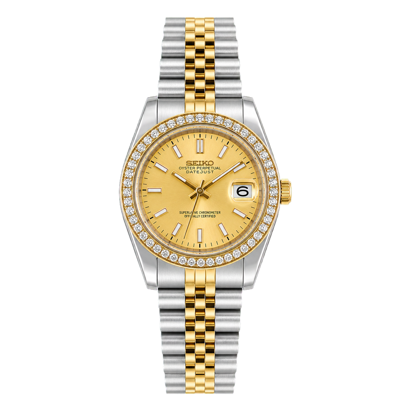 Seiko Mod Ladyjust – Two-Tone Gold Diamond studio product view