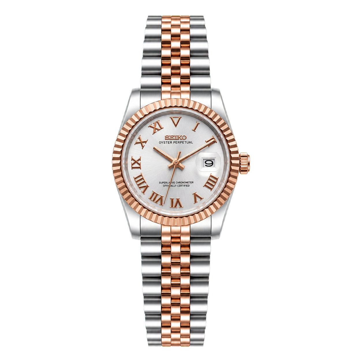 Seiko Mod Ladyjust - Two-Tone Rose Gold Champagne Dial studio product view