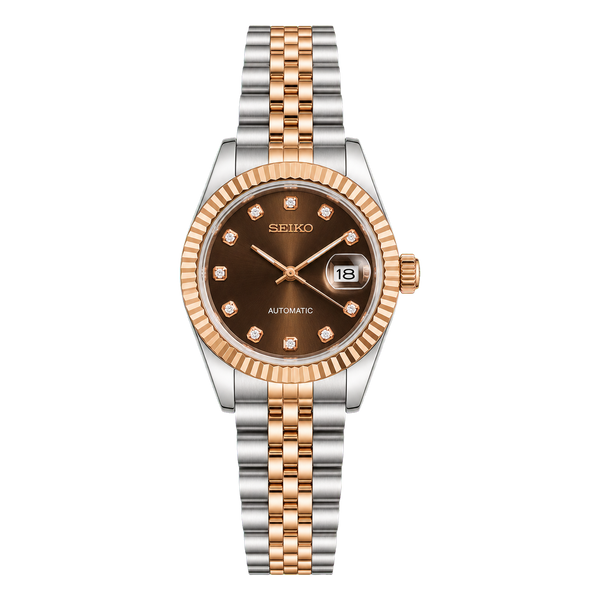 Seiko Mod Ladyjust - Two-Tone Rose Gold Chocolate Diamond