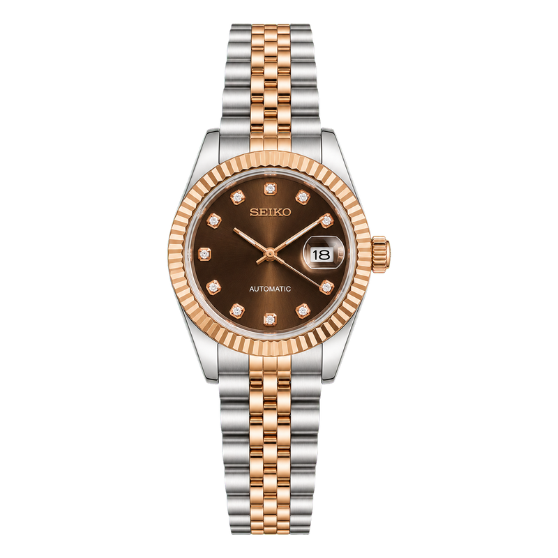Seiko Mod Ladyjust - Two-Tone Rose Gold Chocolate Diamond studio product view