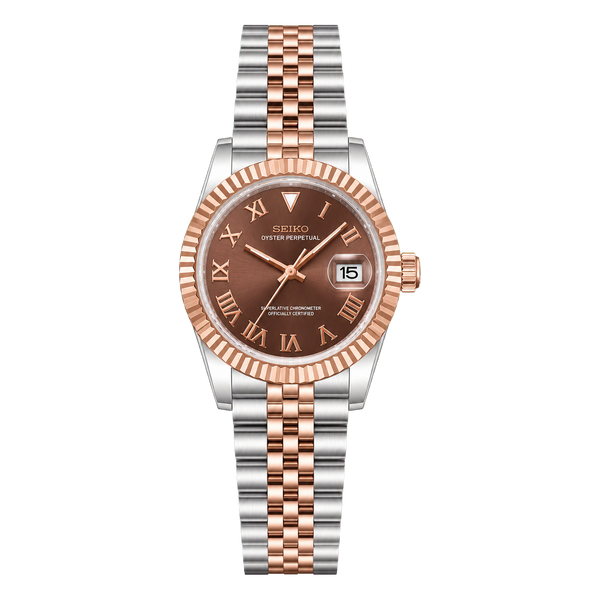 Seiko Mod Ladyjust - Two-Tone Rose Gold Chocolate Roman