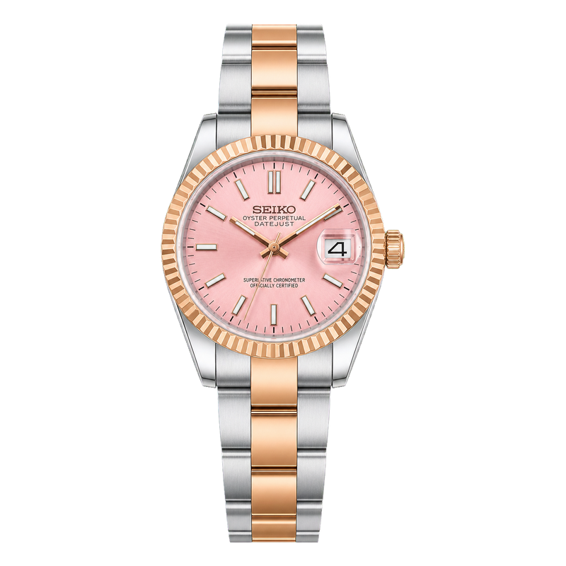 Approved transparent studio product view - Seiko Mod Ladyjust - Two-Tone Rose Pink Dial