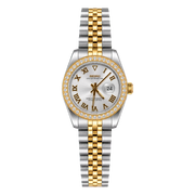 Approved transparent studio product view - Seiko Mod Ladyjust - Two-Tone Silver Roman Diamond