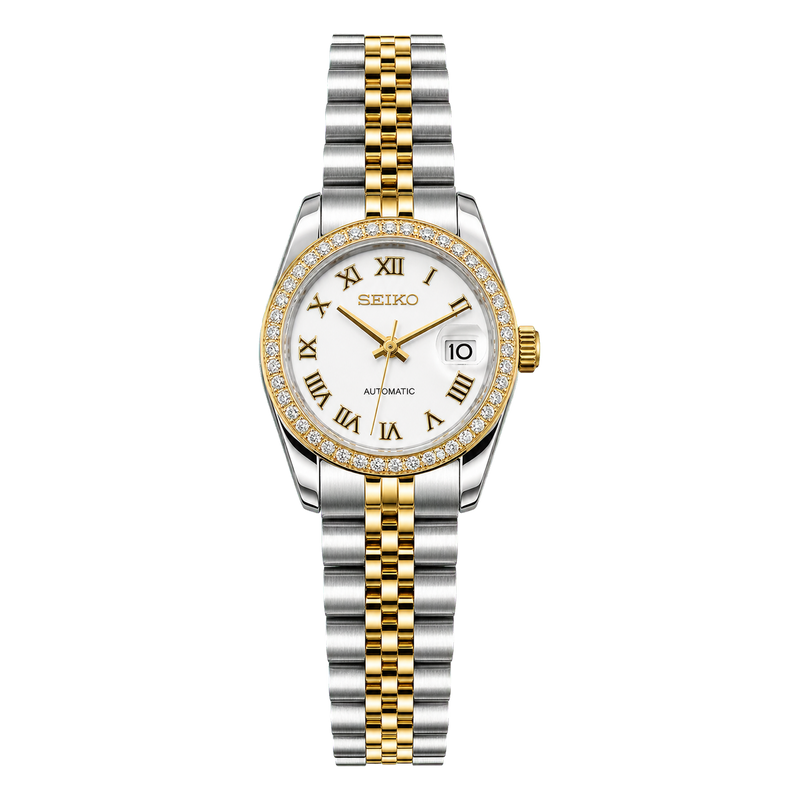 Seiko Mod Ladyjust - Two-Tone White Roman Diamond studio product view