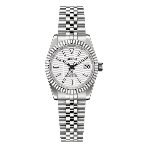 Seiko Mod Ladyjust - White Geometric Dial