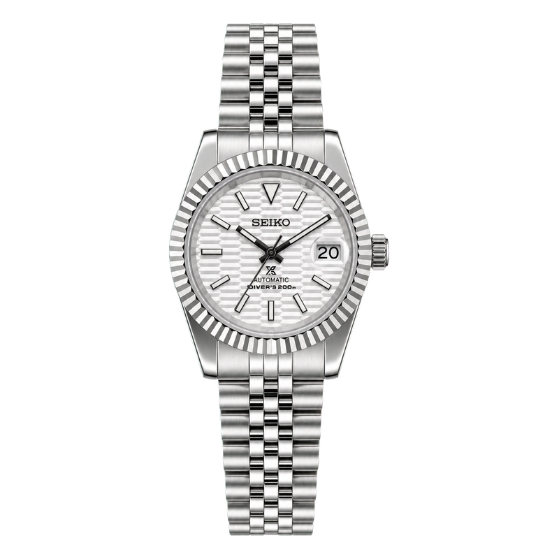Seiko Mod Ladyjust – White Geometric Dial studio product view