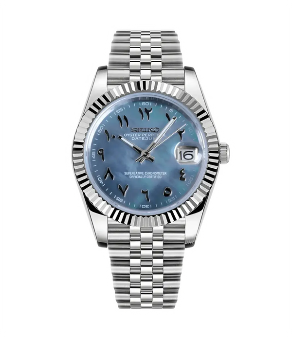 Seiko Mod Datejust – Ice Blue Arabic Dial
