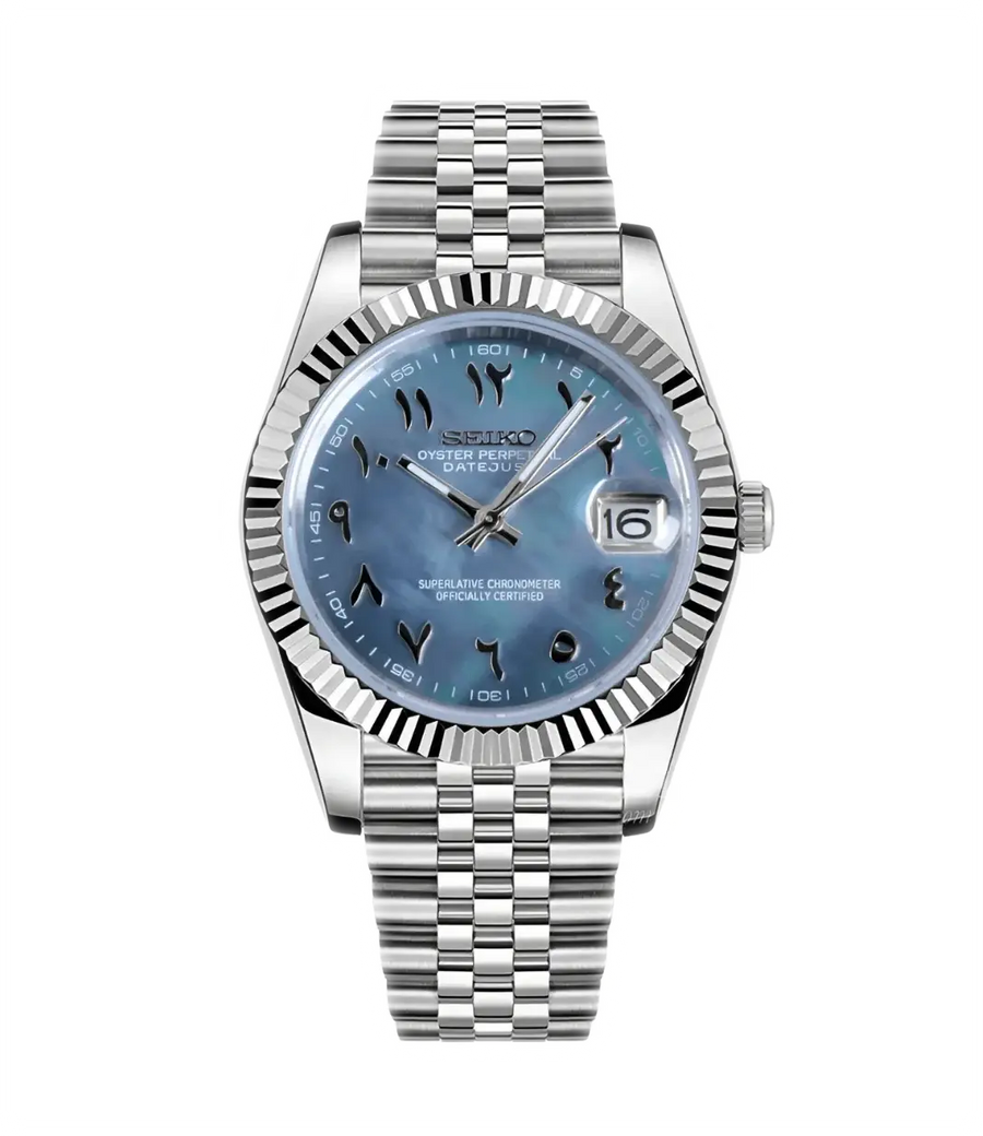 Seiko Mod Datejust – Ice Blue Arabic Dial