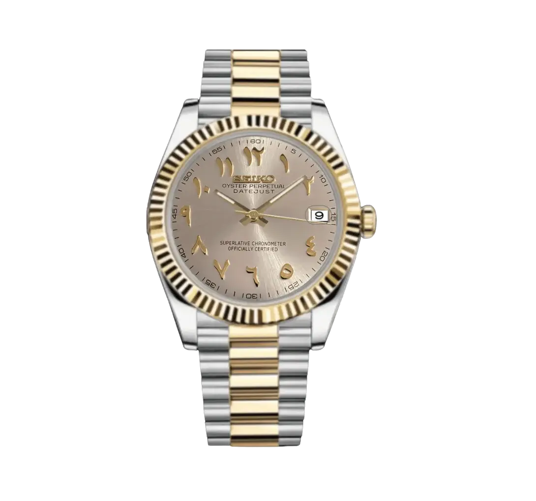 Seiko Mod Datejust – Gold Arabic Pearl Dial (Two-Tone)