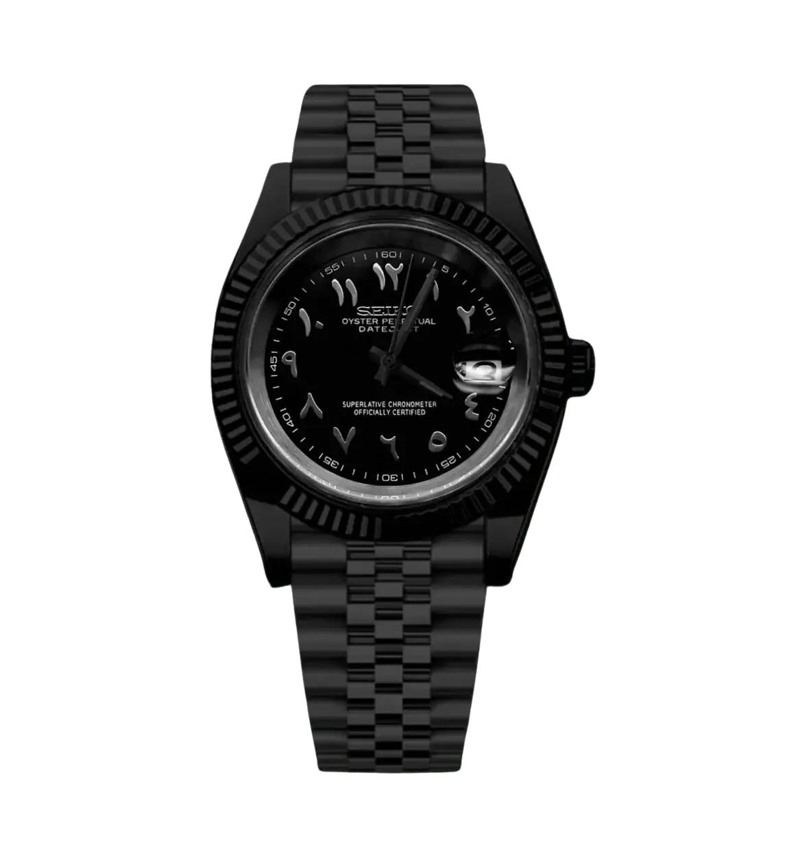 Seiko Mod Datejust – Black Arabic Dial (All-Black)