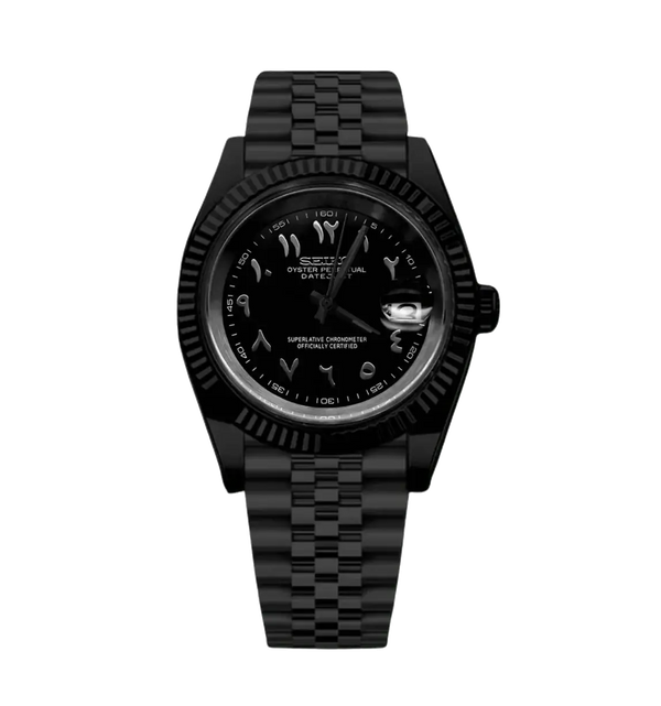 Seiko Mod Datejust – Black Arabic Dial (All-Black)