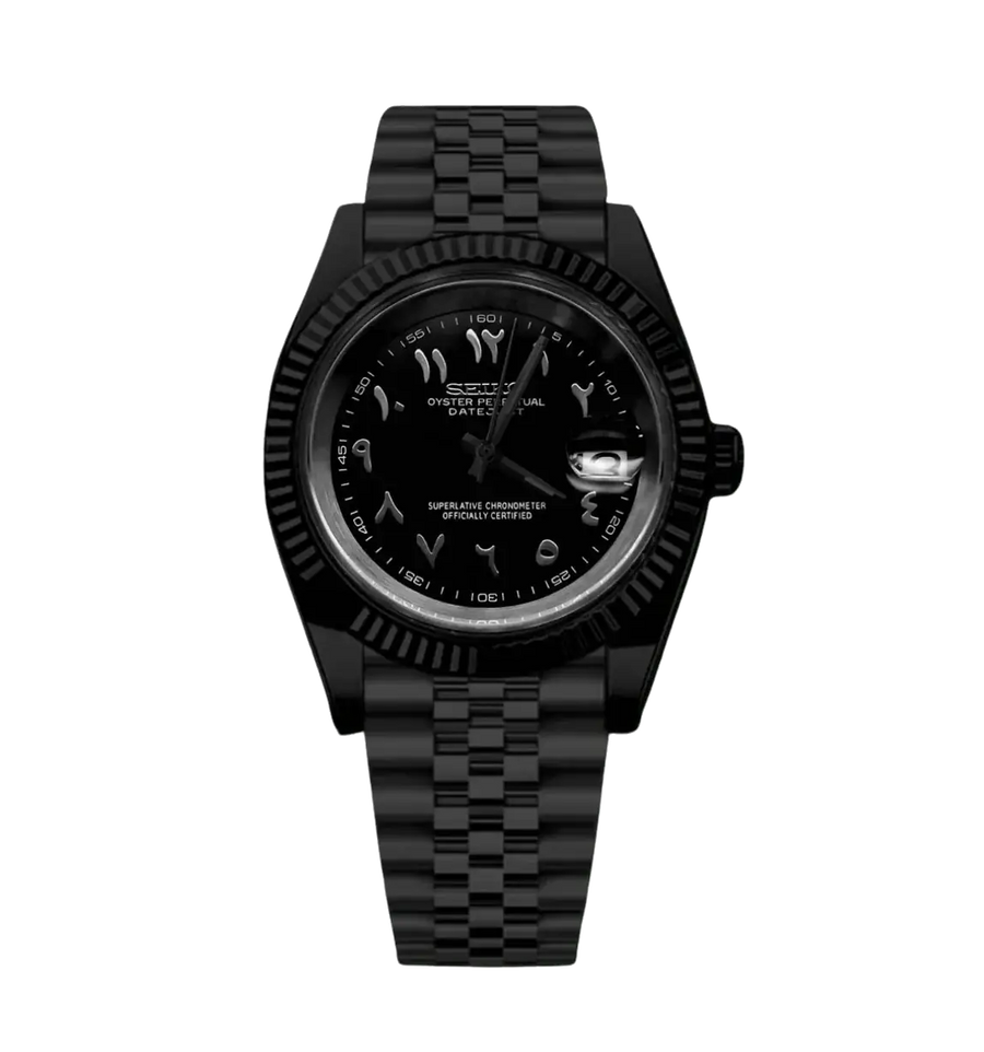 Seiko Mod Datejust – Black Arabic Dial (All-Black)