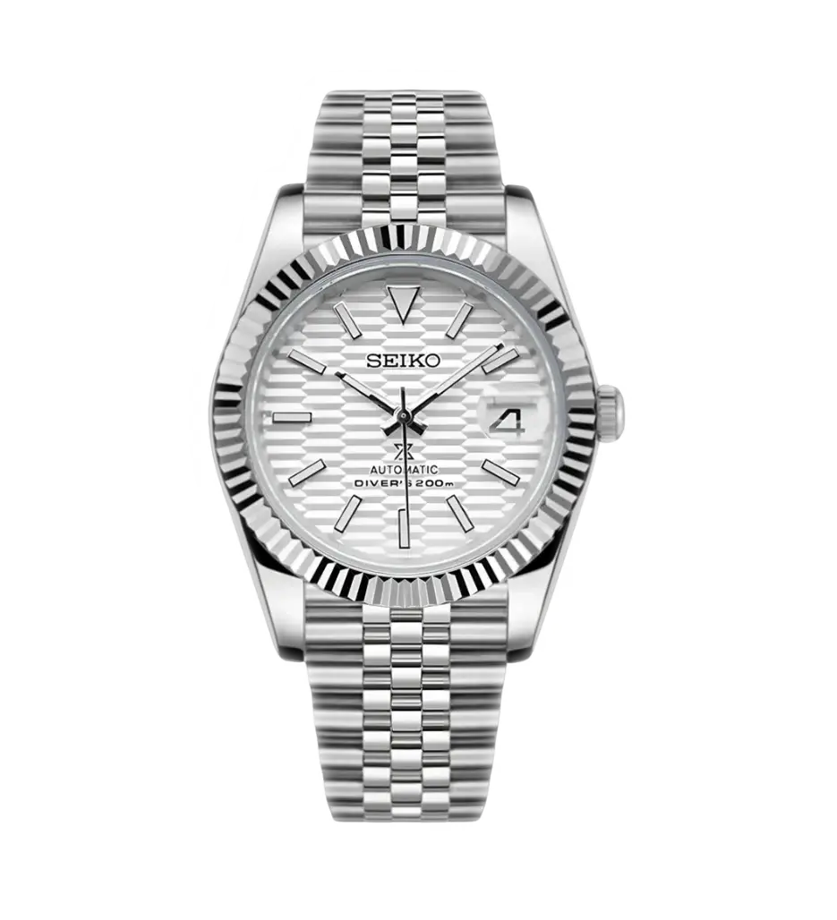 Seiko Mod Datejust – Cadran texturé blanc