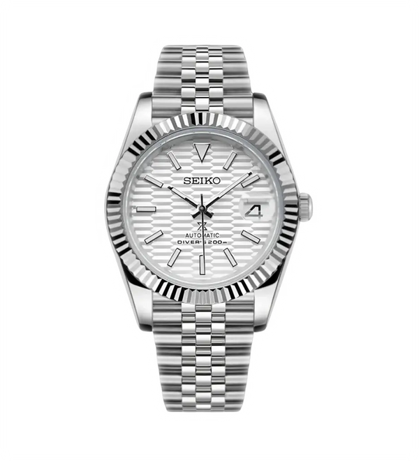 Seiko Mod Datejust – White Textured Dial