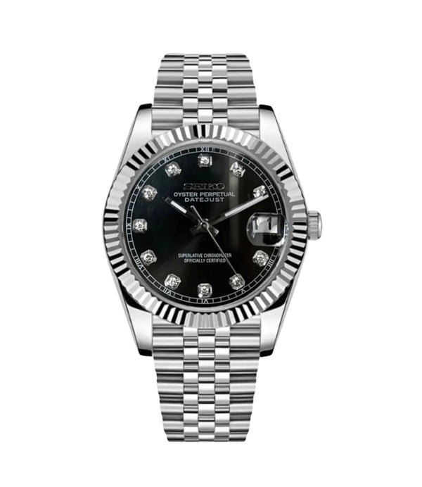 Seiko Mod Datejust – Black Diamond Dial