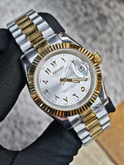 Seiko Mod Datejust – Gold Arabic White Dial (Two-Tone) supplier front view