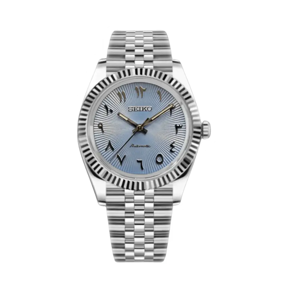 Seiko Mod Datejust – Ice Blue Sunburst Arabic Dial