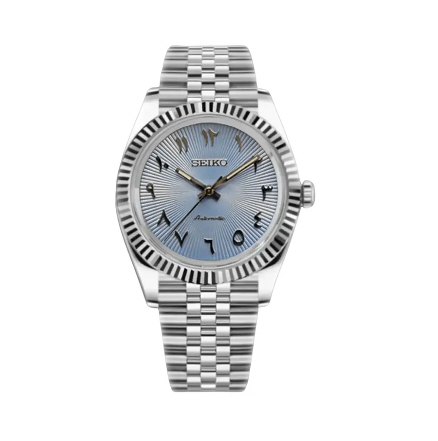 Seiko Mod Datejust – Ice Blue Sunburst Arabic Dial