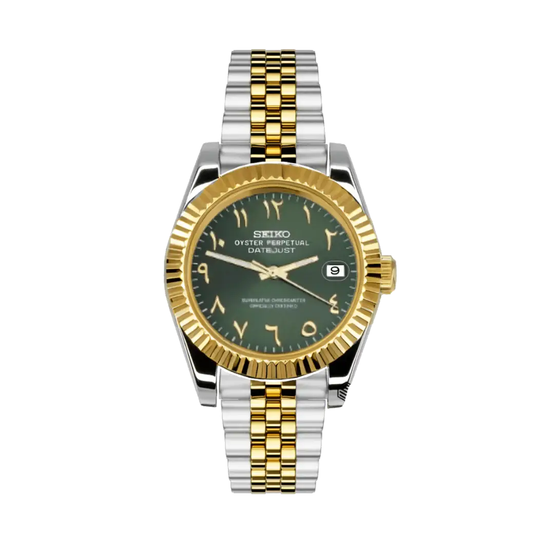 Seiko Mod Datejust – Cadran vert arabe (Or deux tons)