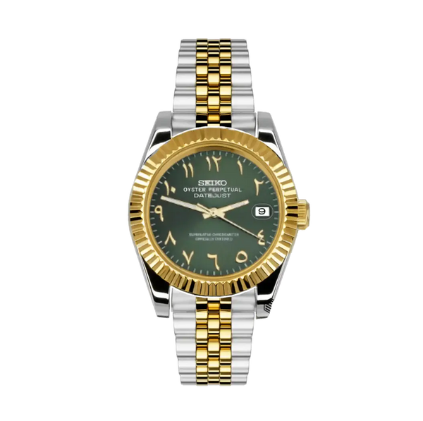 Seiko Mod Datejust – Green Arabic Dial (Two-Tone Gold)