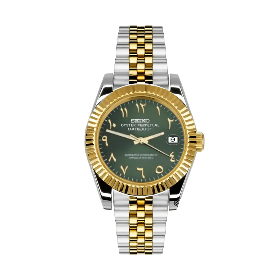 Seiko Mod Datejust – Green Arabic Dial (Two-Tone Gold)