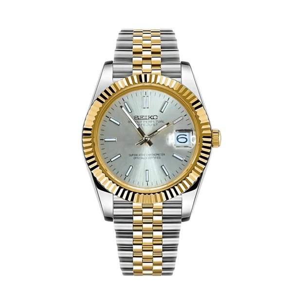 Seiko Mod Datejust – Classic White Dial (Two-Tone Gold)